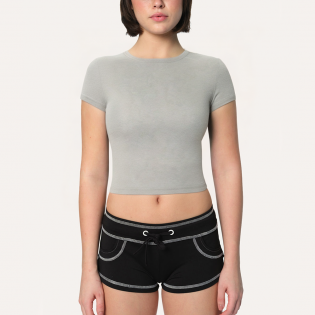 Grey breathable slim fit women's sports short sleeves