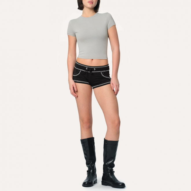 Grey breathable slim fit women's sports short sleeves