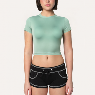 Round neck thin slim fit women's sports short sleeves