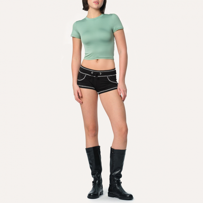 Round neck thin slim fit women's sports short sleeves