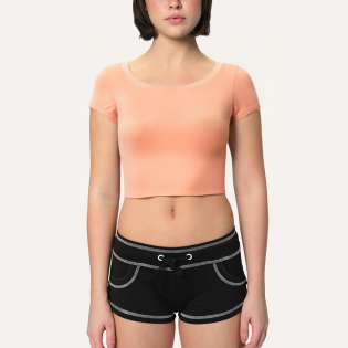 Orange high elastic slim fit women's sports short sleeves