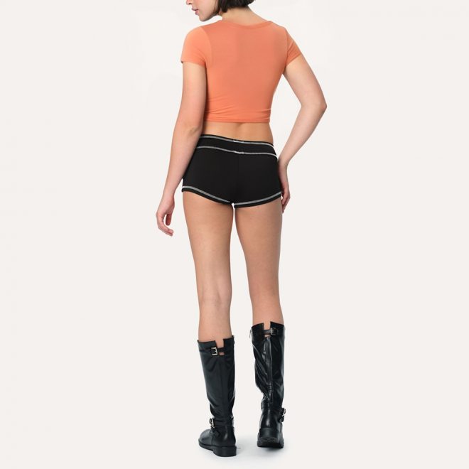 Orange high elastic slim fit women's sports short sleeves