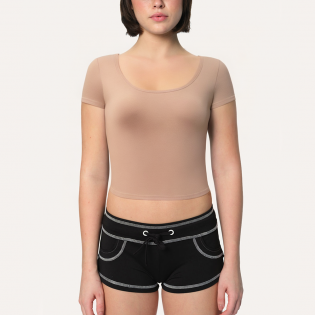 Pink round neck pure cotton women's sports short sleeves