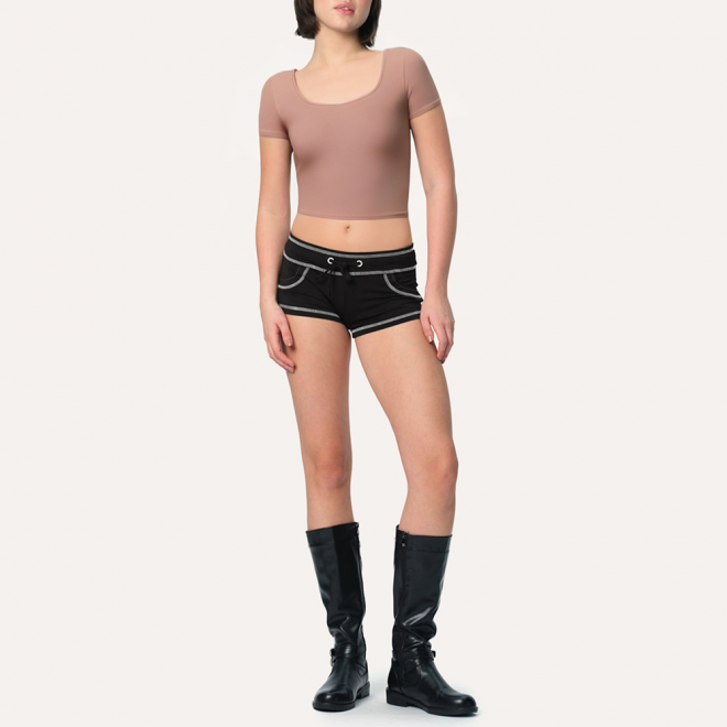 Pink round neck pure cotton women's sports short sleeves